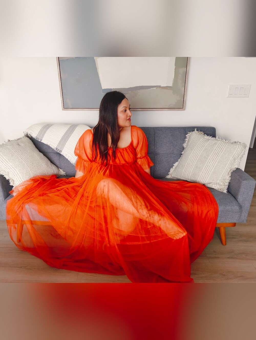 NWT Ethereal Orange Tulle Maxi Dress XL | Photoshoot & Event Dress